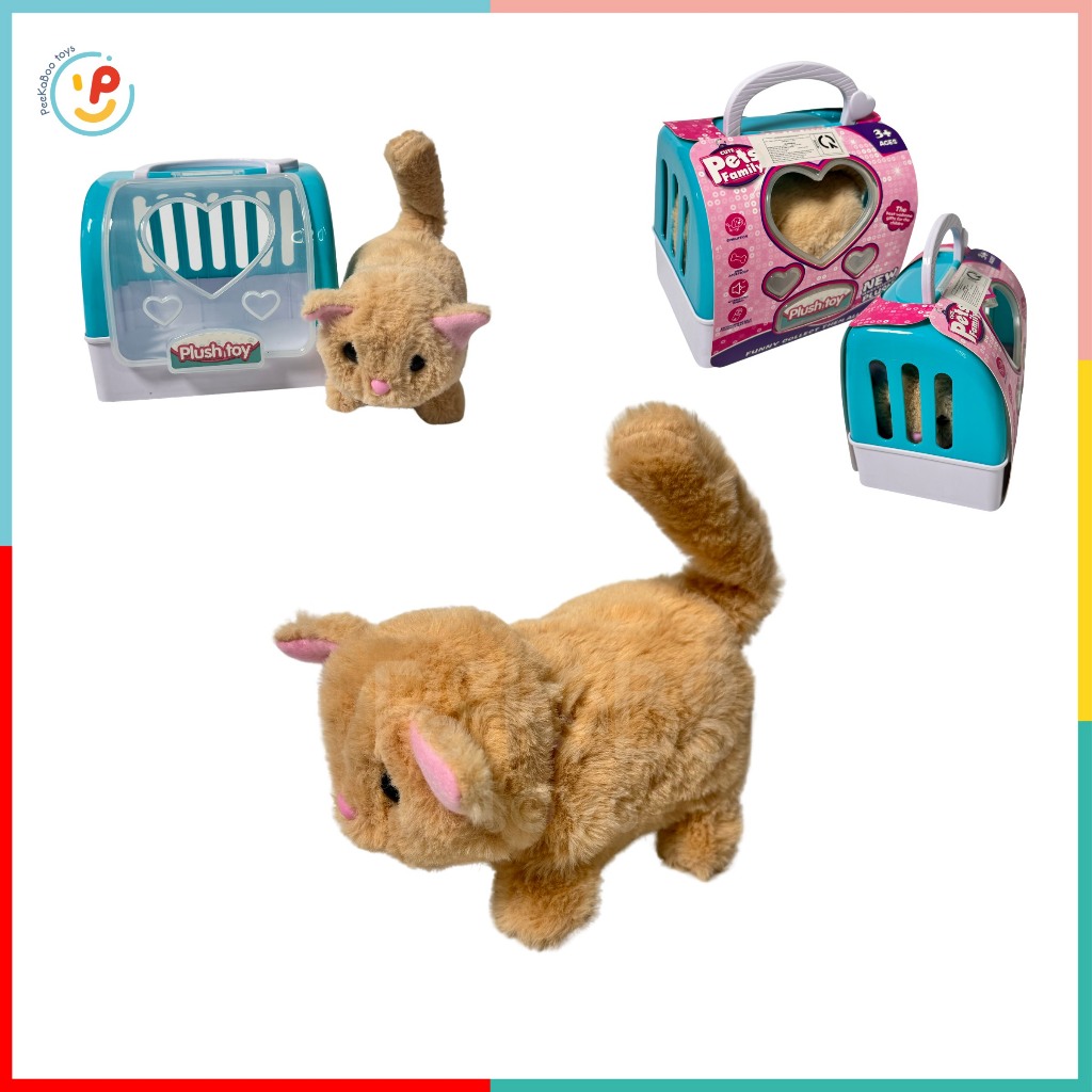 Đồ chơi vali thú cưng lồng mèo bông chó bông biết đi kêu vẫy đuôi kèm phụ kiện PeeKaPaw Toys