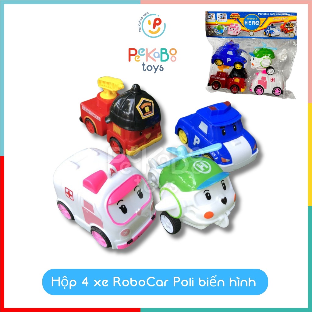 Đồ chơi Túi 4 Xe Mô Hình Robocar Poli Chạy Trớn 868-14 Peekapaw Toys