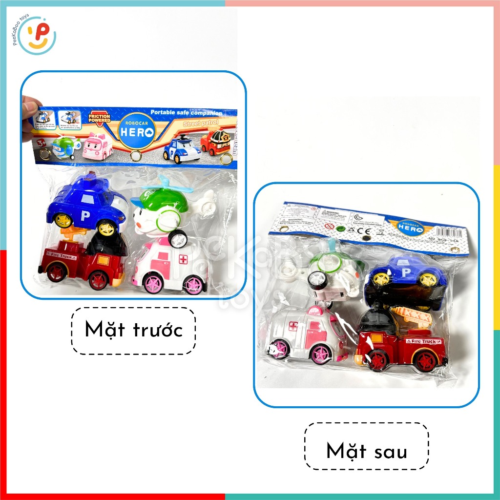 Đồ chơi Túi 4 Xe Mô Hình Robocar Poli Chạy Trớn 868-14 Peekapaw Toys
