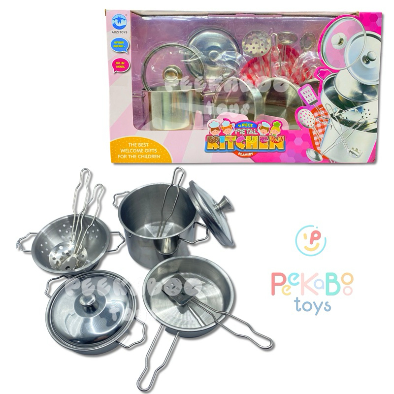 Đồ Chơi Dụng Cụ Nấu Ăn Nhà Bếp Mini Bằng INOX 3815 PeeKaPaw Toys