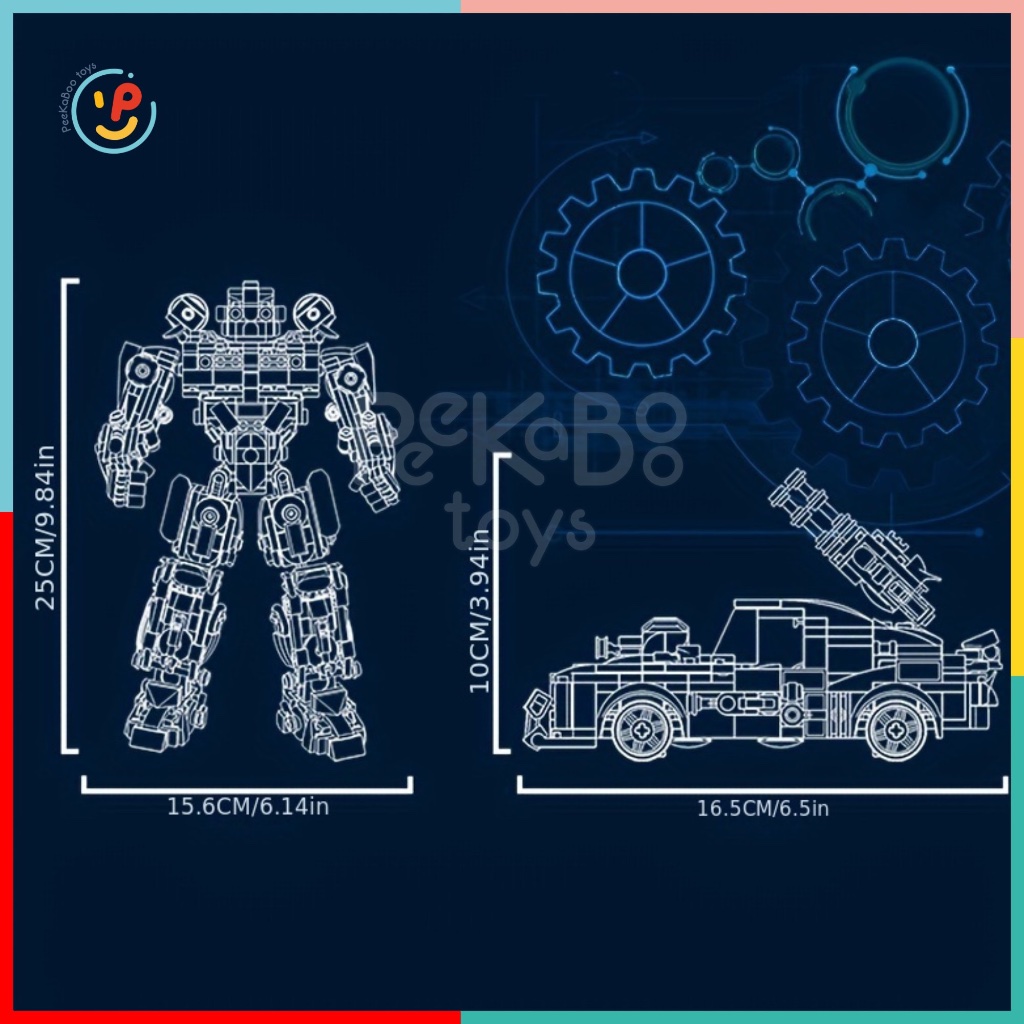 Bộ xếp hình Lego Người Máy biến hình Robot Bumblebee Transformer 689 mảnh 98478 đồ chơi trẻ em Peekaboo Toys