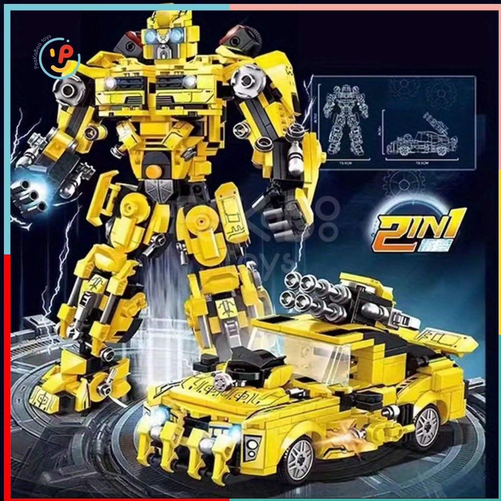 Bộ xếp hình Lego Người Máy biến hình Robot Bumblebee Transformer 689 mảnh 98478 đồ chơi trẻ em Peekaboo Toys