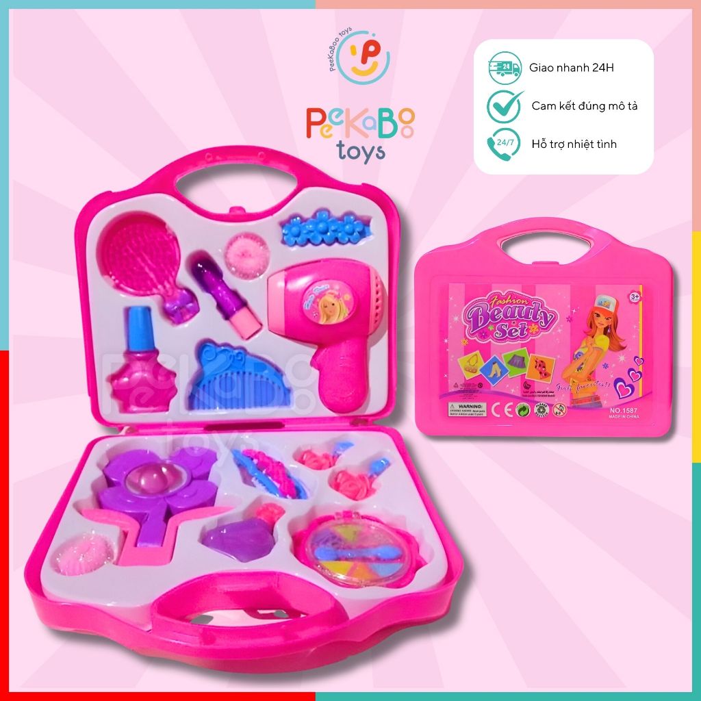 Vỉ đồ chơi trang điểm máy sấy tóc gương lược cho bé 1587 đồ chơi trẻ em Peekaboo Toys