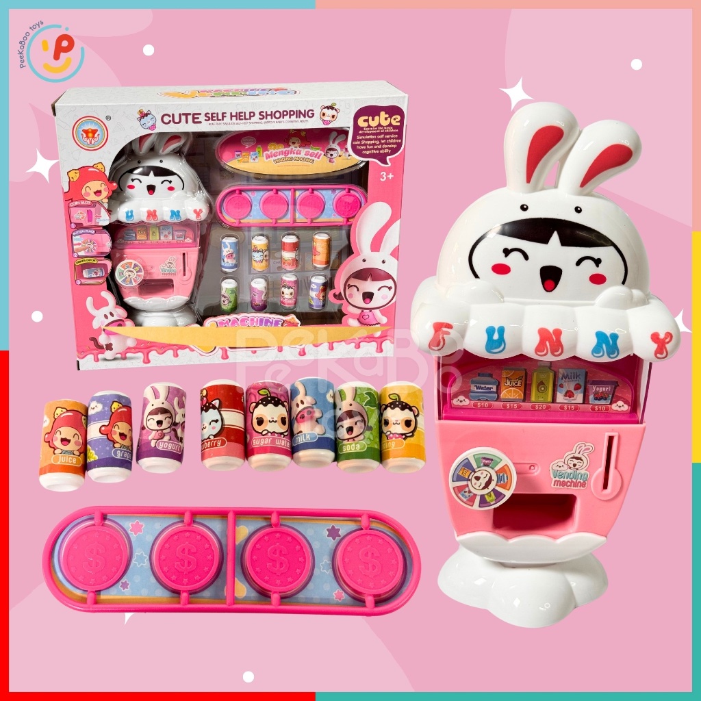 Đồ chơi Máy bán nước ngọt Máy bán hàng tự động Thỏ trắng cho bé W03 đồ chơi trẻ em Peekaboo Toys