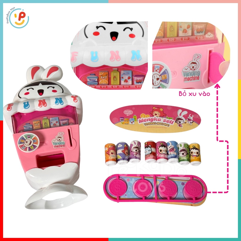 Đồ chơi Máy bán nước ngọt Máy bán hàng tự động Thỏ trắng cho bé W03 đồ chơi trẻ em Peekaboo Toys