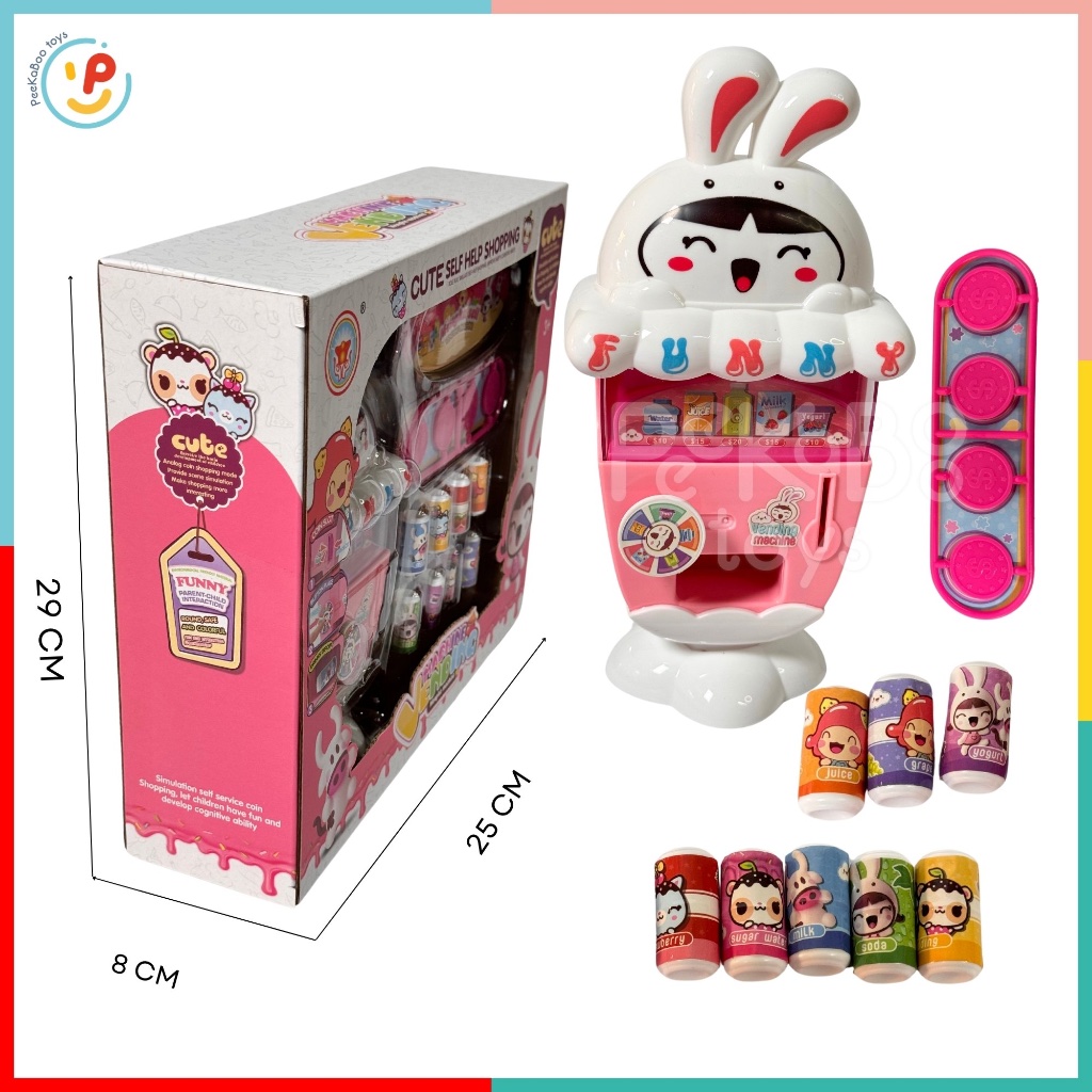 Đồ chơi Máy bán nước ngọt Máy bán hàng tự động Thỏ trắng cho bé W03 đồ chơi trẻ em Peekaboo Toys
