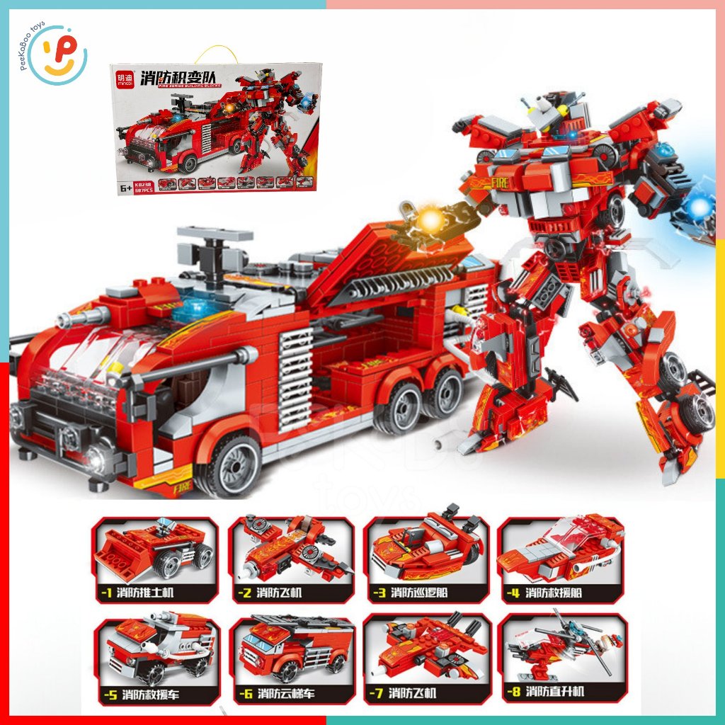 Hộp xếp hình lắp ráp robot và chiến xe cỡ lớn 54 cm 687 mảnh peekabootoys K0238