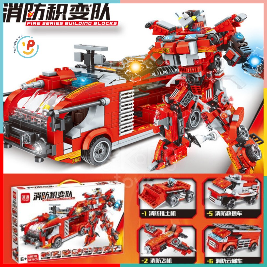 Hộp xếp hình lắp ráp robot và chiến xe cỡ lớn 54 cm 687 mảnh peekabootoys K0238