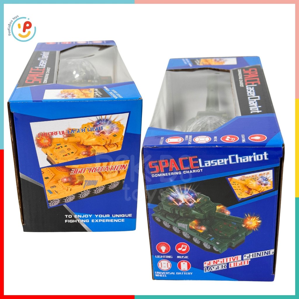 Đồ chơi xe tăng chạy pin có đèn nhạc xoay 360 độ 2840 đồ chơi trẻ em Peekaboo Toys