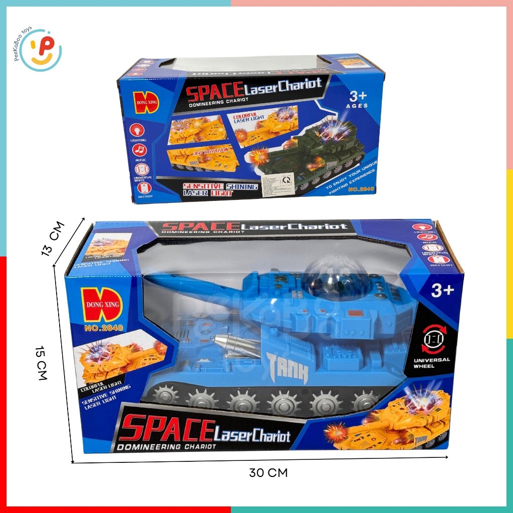 Đồ chơi xe tăng chạy pin có đèn nhạc xoay 360 độ 2840 đồ chơi trẻ em Peekaboo Toys