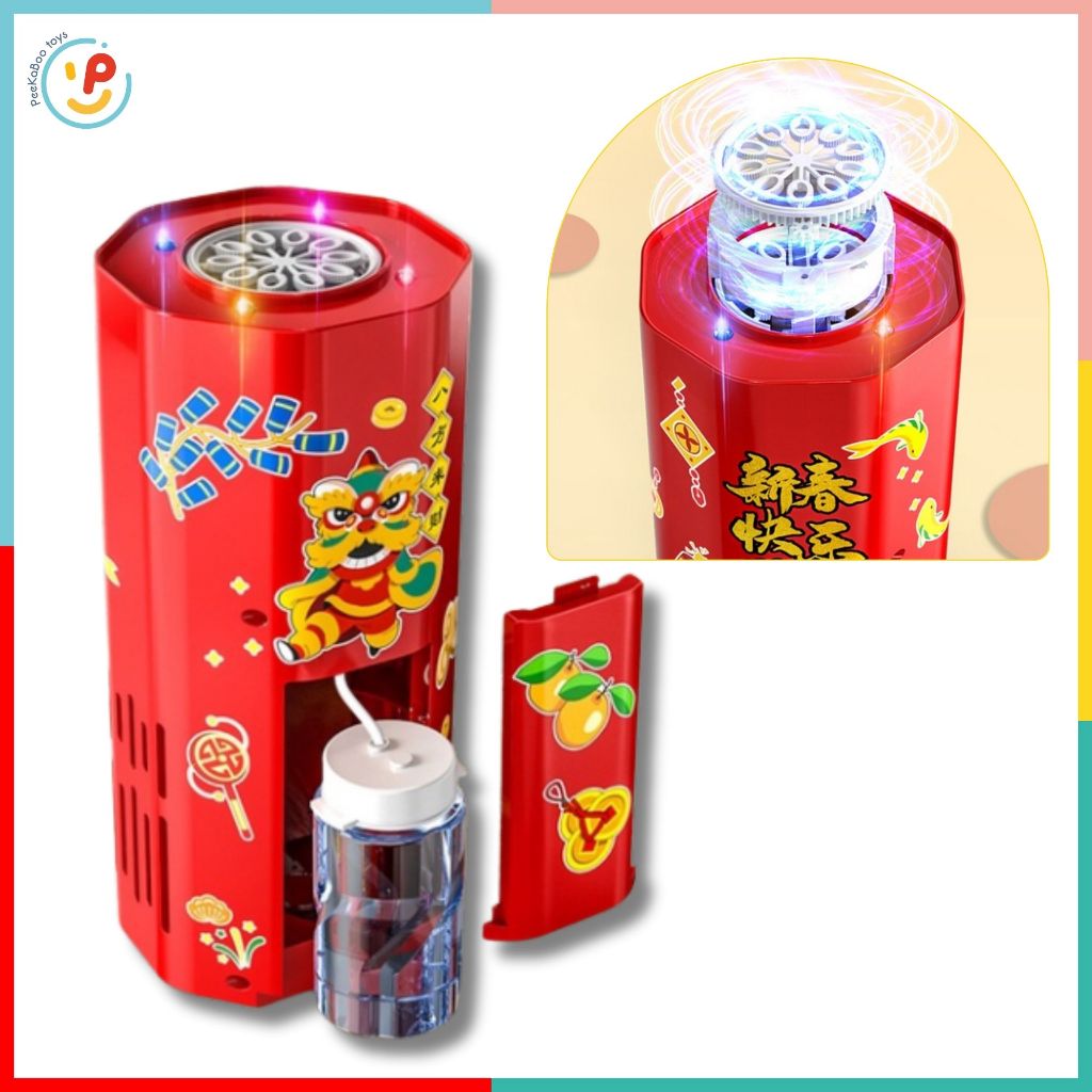 (Tết 2024) Máy tạo bong bóng p.háo hoa dùng pin có nhạc đèn siêu đẹp