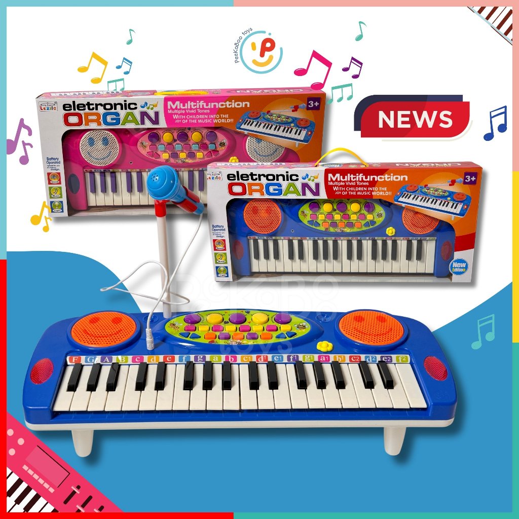Đồ chơi Đàn Organ 3702 có kèm micro cho bé tập hát làm ca sĩ học âm nhạc PeeKaPaw Toys