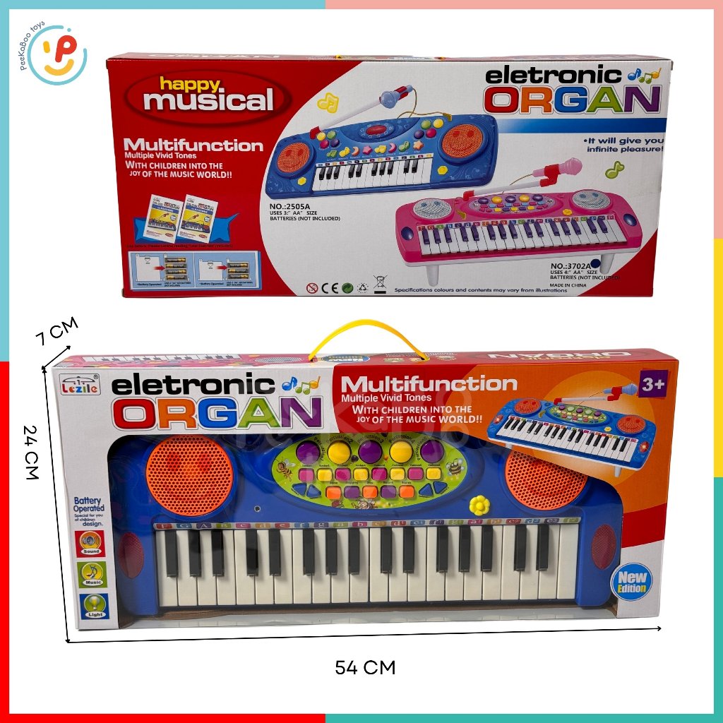 Đồ chơi Đàn Organ 3702 có kèm micro cho bé tập hát làm ca sĩ học âm nhạc PeeKaPaw Toys