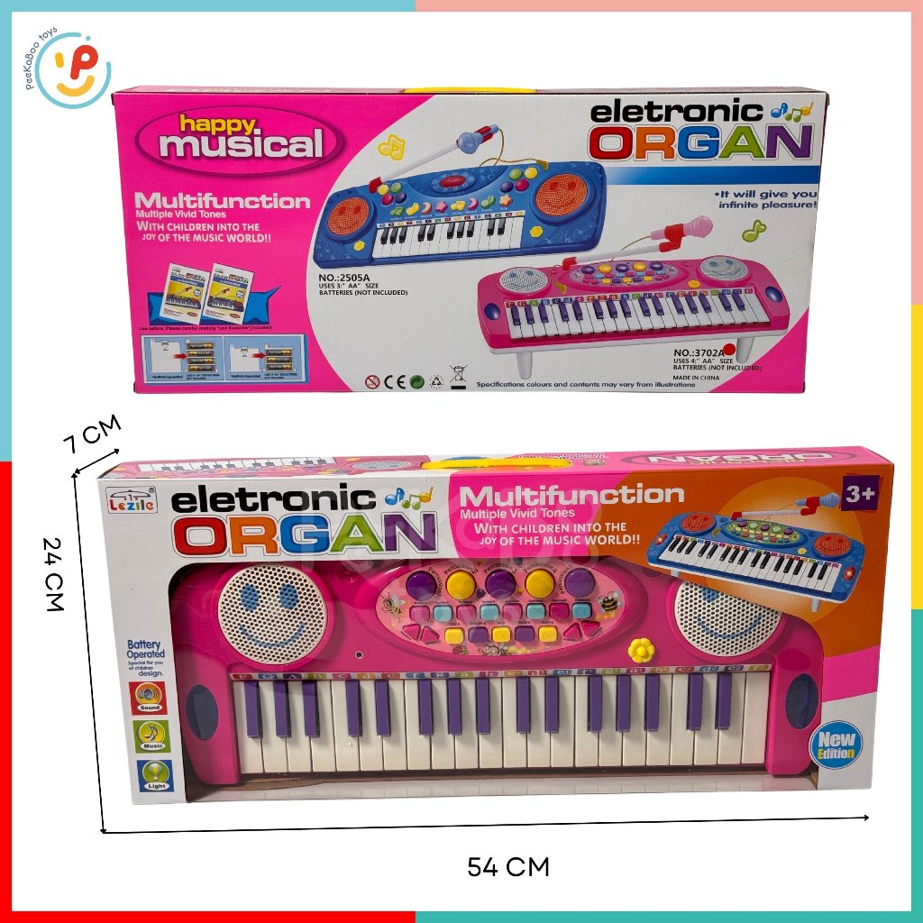 Đồ chơi Đàn Organ 3702 có kèm micro cho bé tập hát làm ca sĩ học âm nhạc PeeKaPaw Toys