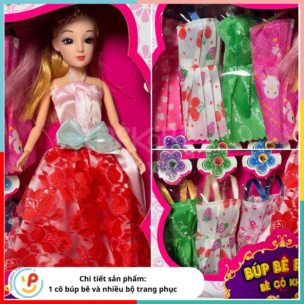 (Hàng VN) Hộp Búp bê Baby có khớp thời trang 08 mẫu váy 008 đồ chơi trẻ em Peekaboo Toys