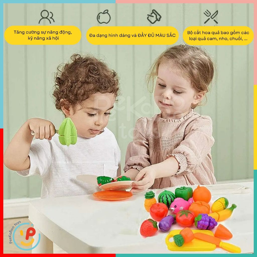 Đồ chơi cắt hoa quả rau củ trái cây cho bé tập nấu ăn đồ chơi trẻ em PeeKaPaw Toys