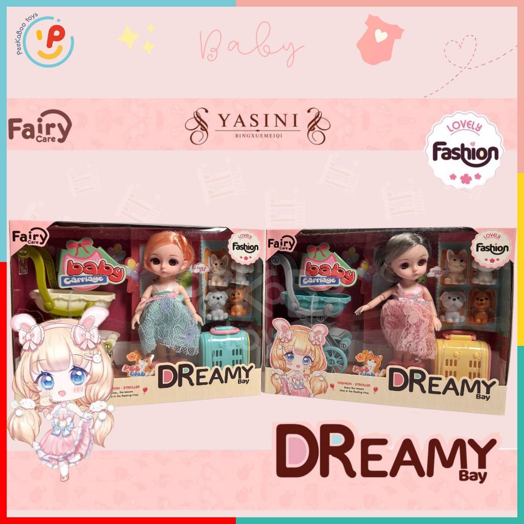 Đồ chơi Búp Bê xe đẩy và thú cưng Dreamy 6644 PeeKaPaw