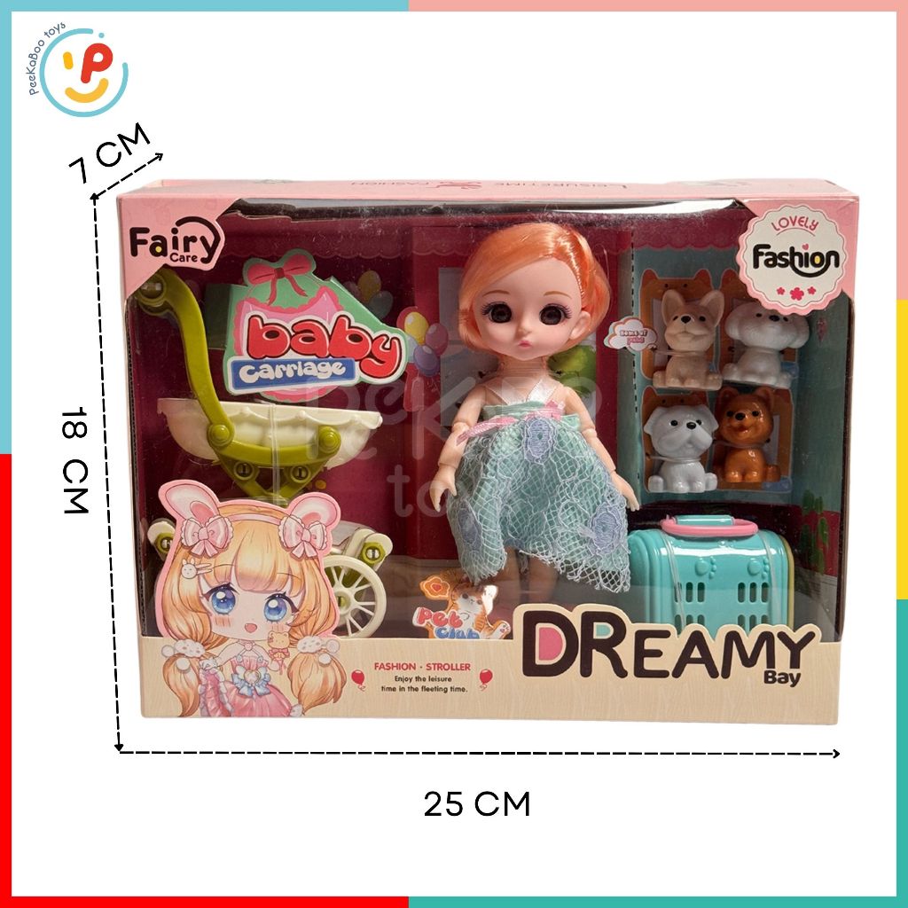 Đồ chơi Búp Bê xe đẩy và thú cưng Dreamy 6644 PeeKaPaw