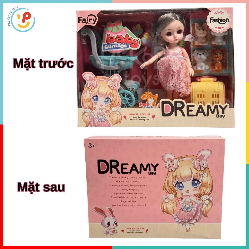 Đồ chơi Búp Bê xe đẩy và thú cưng Dreamy 6644 PeeKaPaw