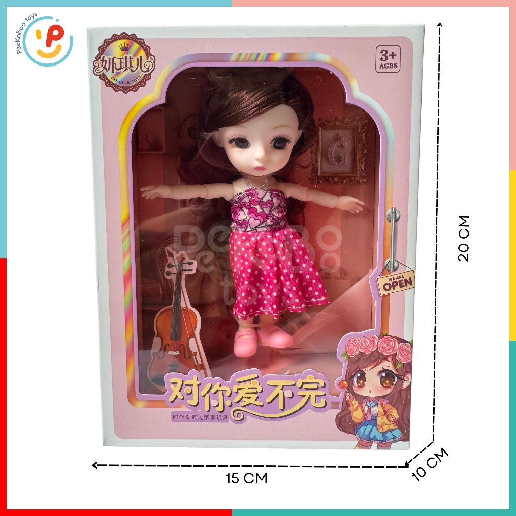 Búp bê mini có khớp cao 15cm dễ thương cho bé váy nhiều mẫu 3688-154