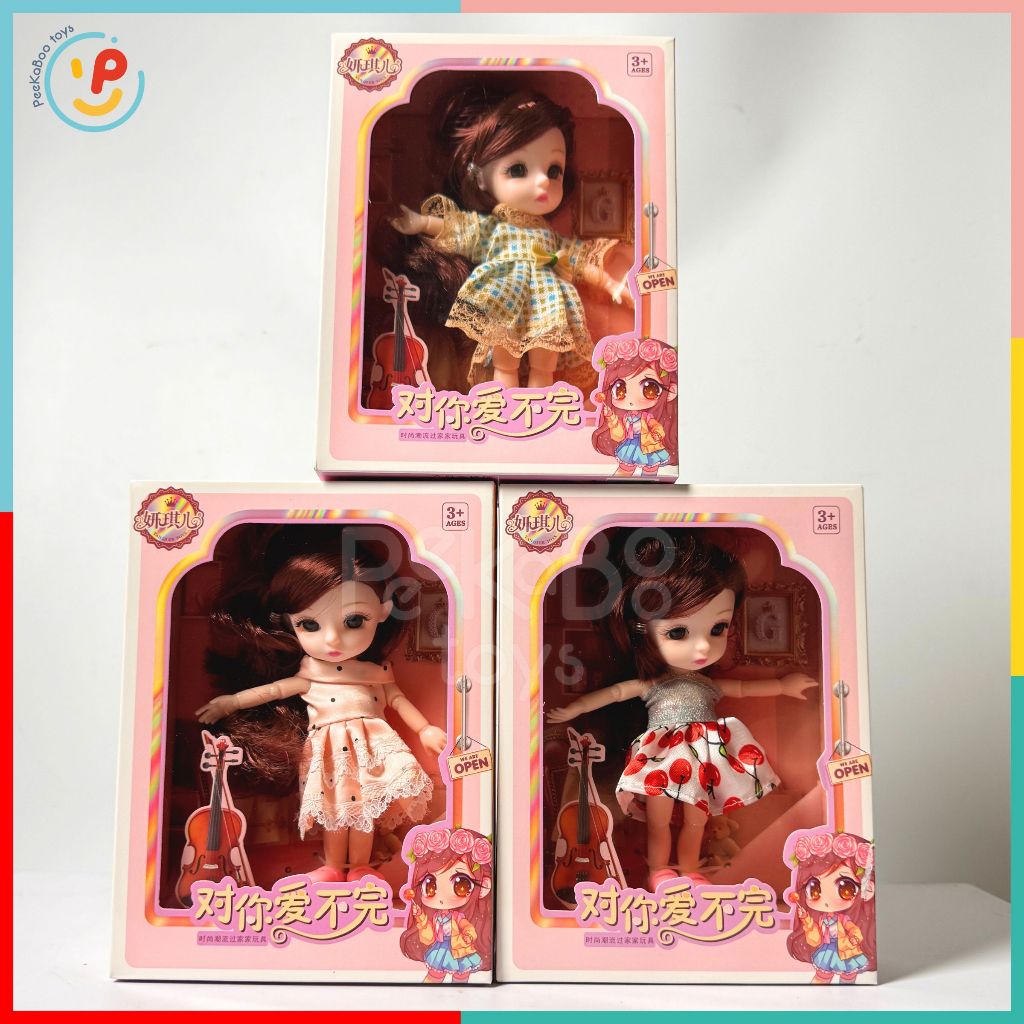 Búp bê mini có khớp cao 15cm dễ thương cho bé váy nhiều mẫu 3688-154