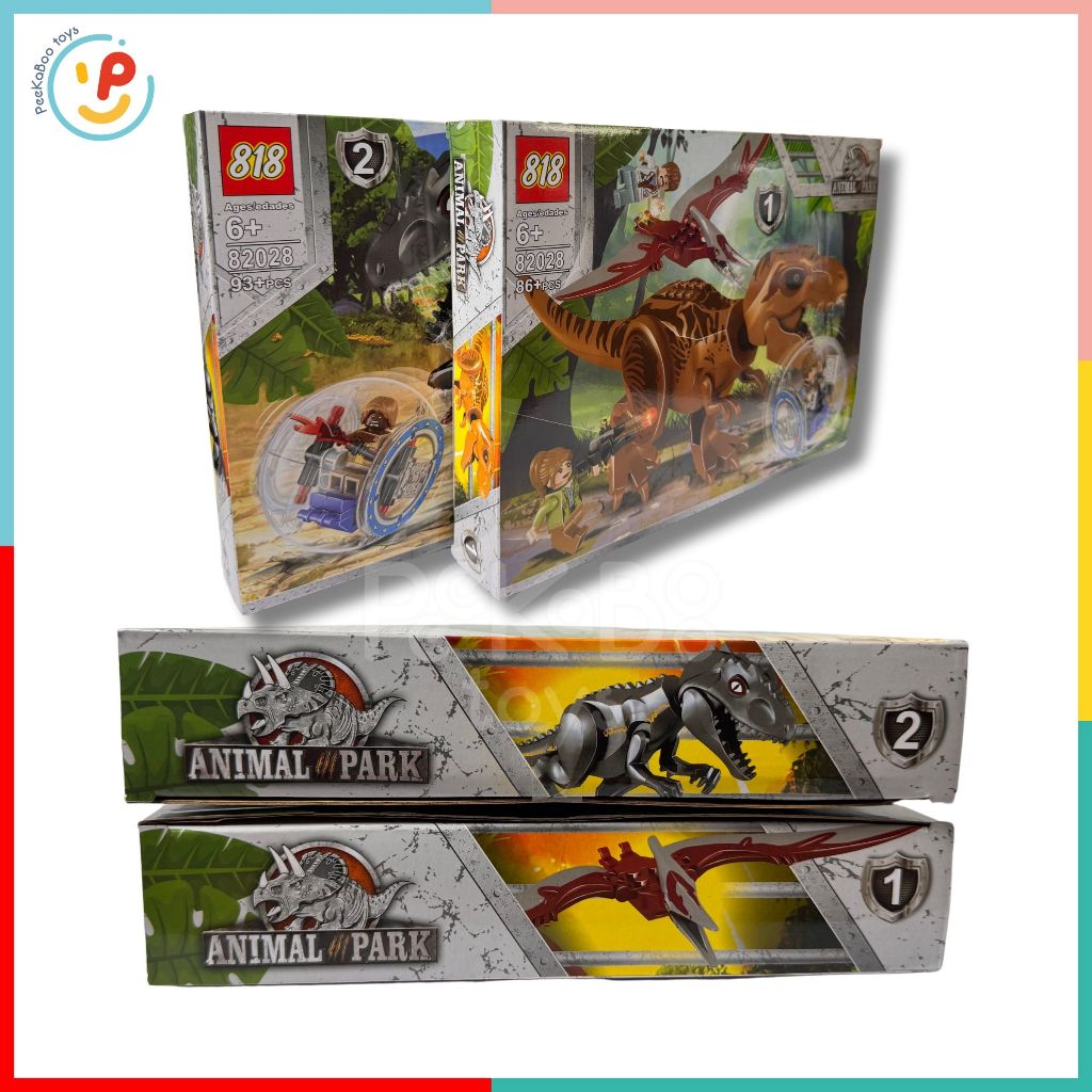 Trọn bộ Set 2 hộp lắp ráp Công viên Khủng Long Animal Park 86 - 93 mảnh ghép 82028