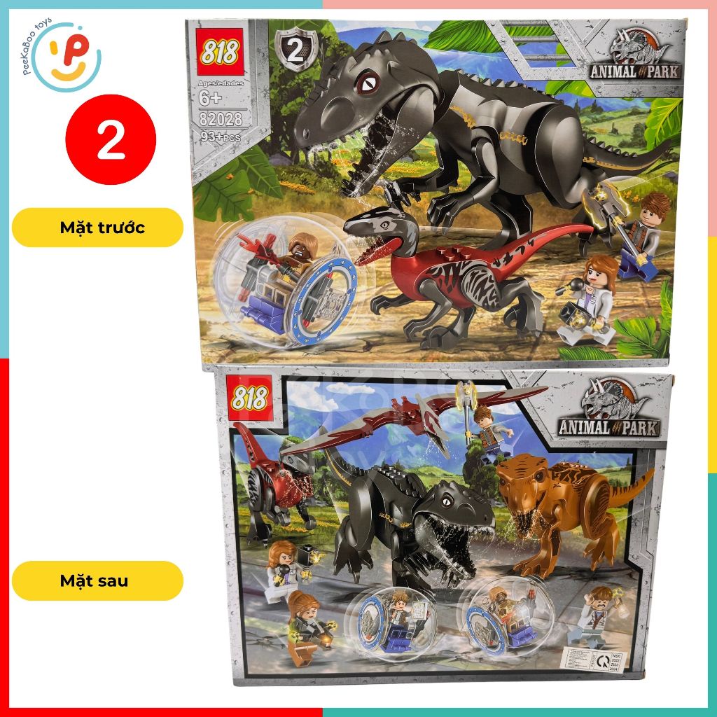 Trọn bộ Set 2 hộp lắp ráp Công viên Khủng Long Animal Park 86 - 93 mảnh ghép 82028