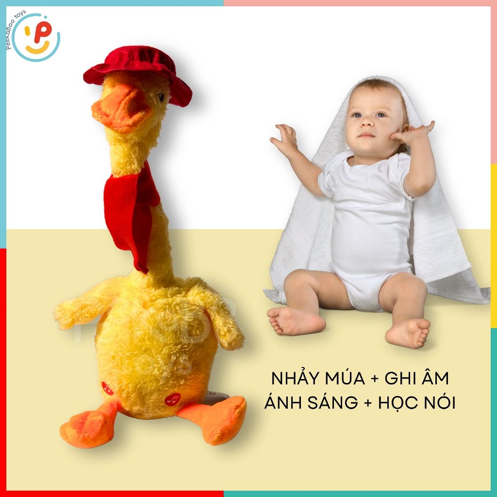 Vịt bông nhảy múa nhái giọng biết nói có dây sạc PeeKaPaw Toys