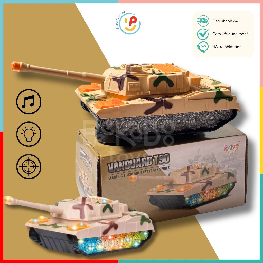 Đồ chơi Xe tăng dùng pin có ĐÈN và ÂM THANH cho bé 3039