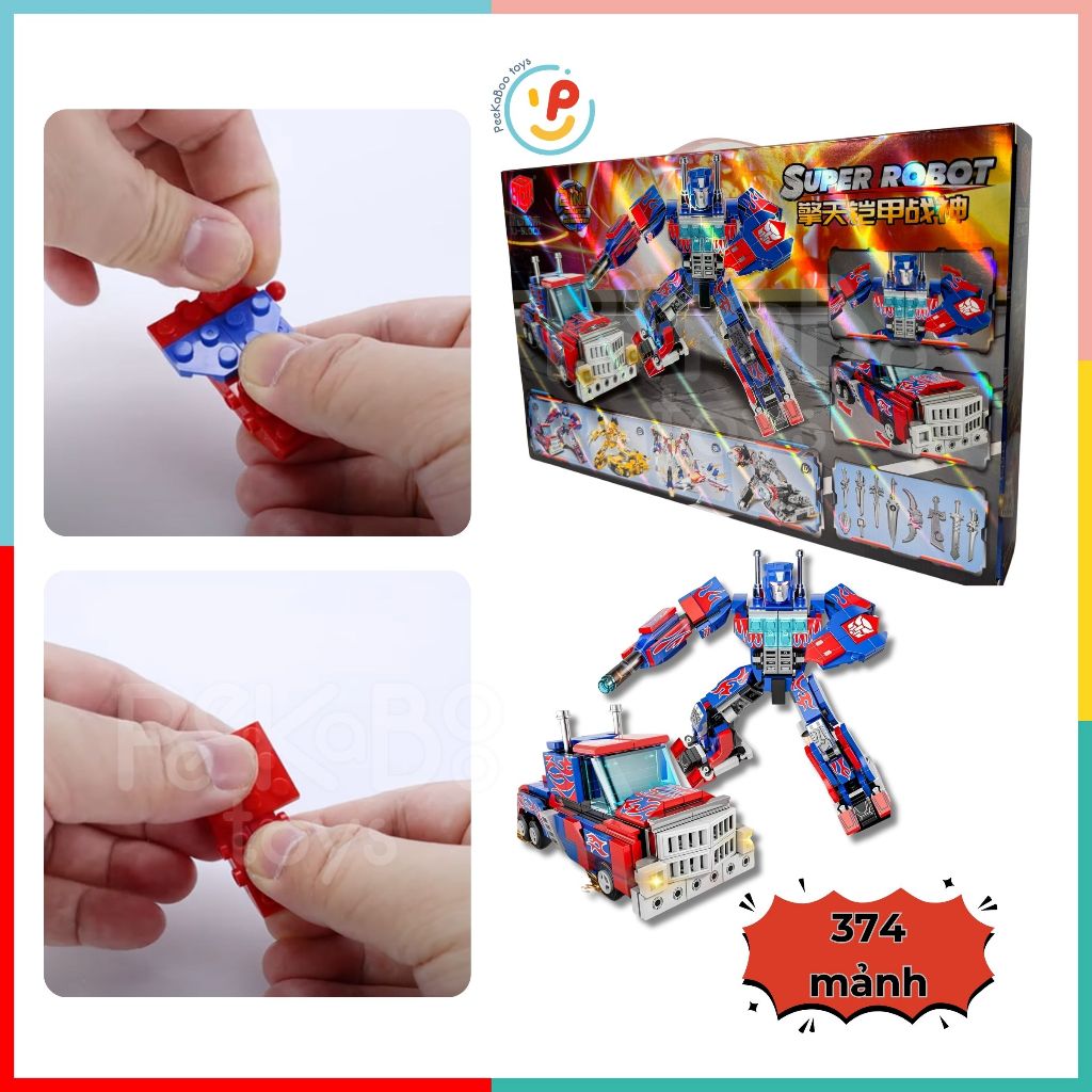 Hộp xếp hình Super Robot 2in1 Người máy và xe tải XJ852 374 mảnh