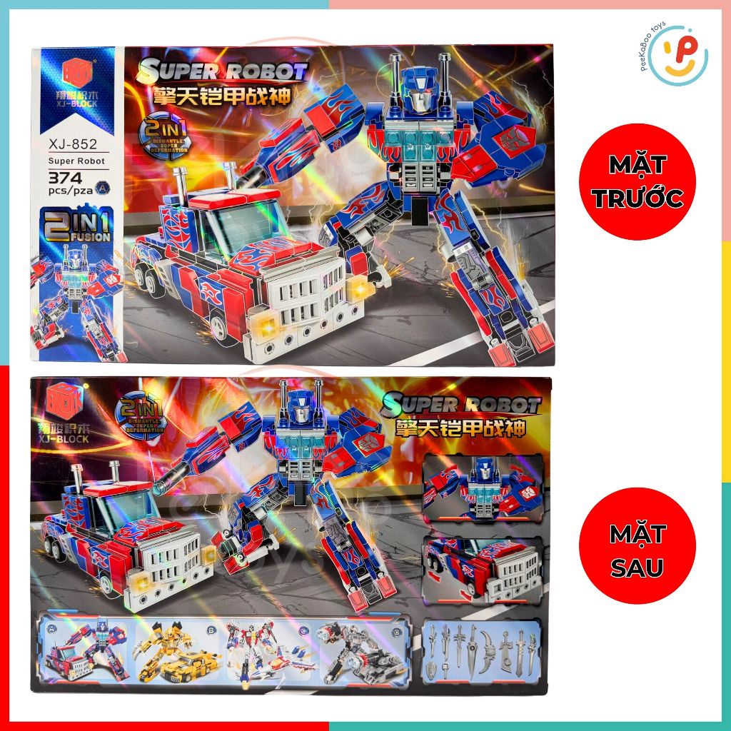 Hộp xếp hình Super Robot 2in1 Người máy và xe tải XJ852 374 mảnh