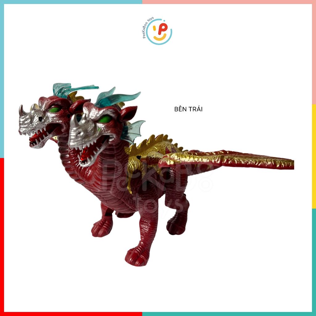 Đồ chơi khủng long 2 đầu có âm thanh và đèn 897 PeeKaPaw Toys