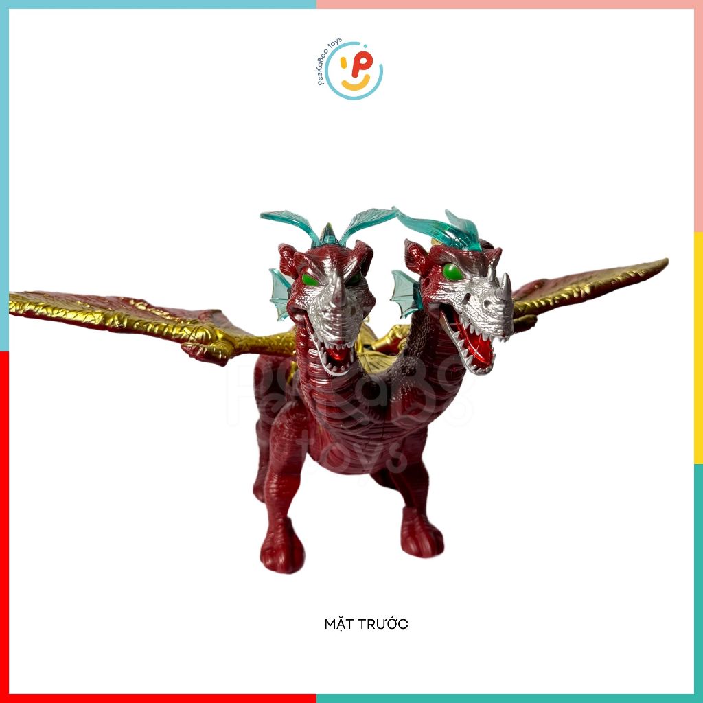 Đồ chơi khủng long 2 đầu có âm thanh và đèn 897 PeeKaPaw Toys