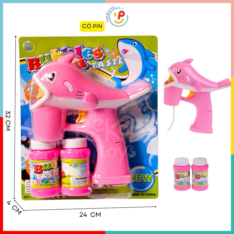 Đồ chơi máy thổi bong bóng tặng 2 lọ xà phòng nhiều mẫu PeeKaPaw Toys