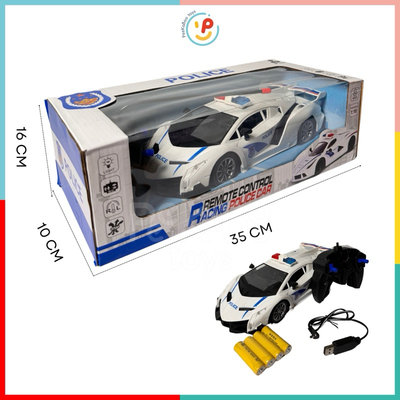 Xe cảnh sát điều khiển từ xa có âm thanh pin sạc 665 PeeKaPaw Toys