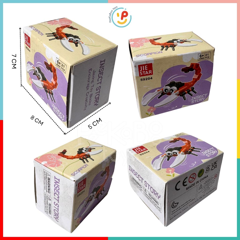 Đồ Chơi Xếp Hình 3D Các Loài Côn Trùng hộp 8cm 21 mảnh – Peekapaw Toys