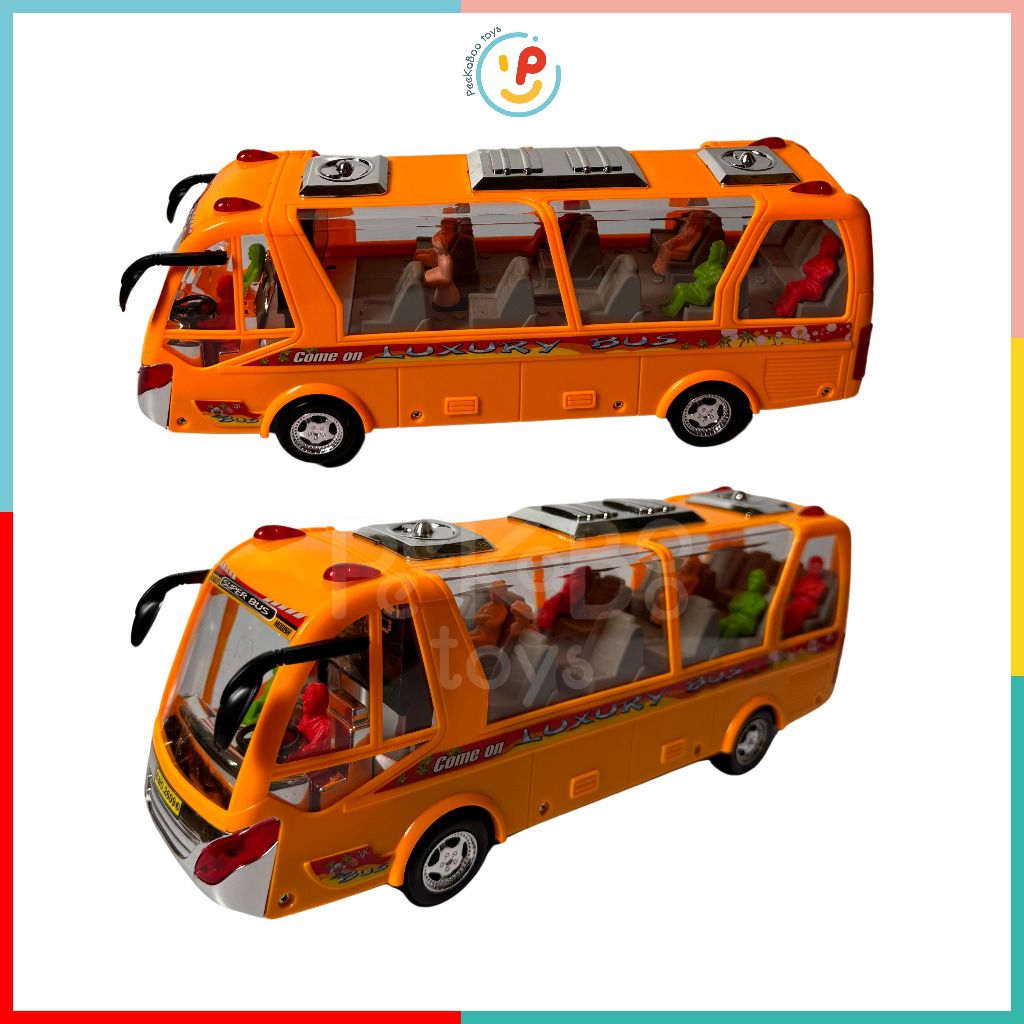 Đồ chơi Xe buýt dùng pin có đèn nhạc xoay 2609 peekabootoys