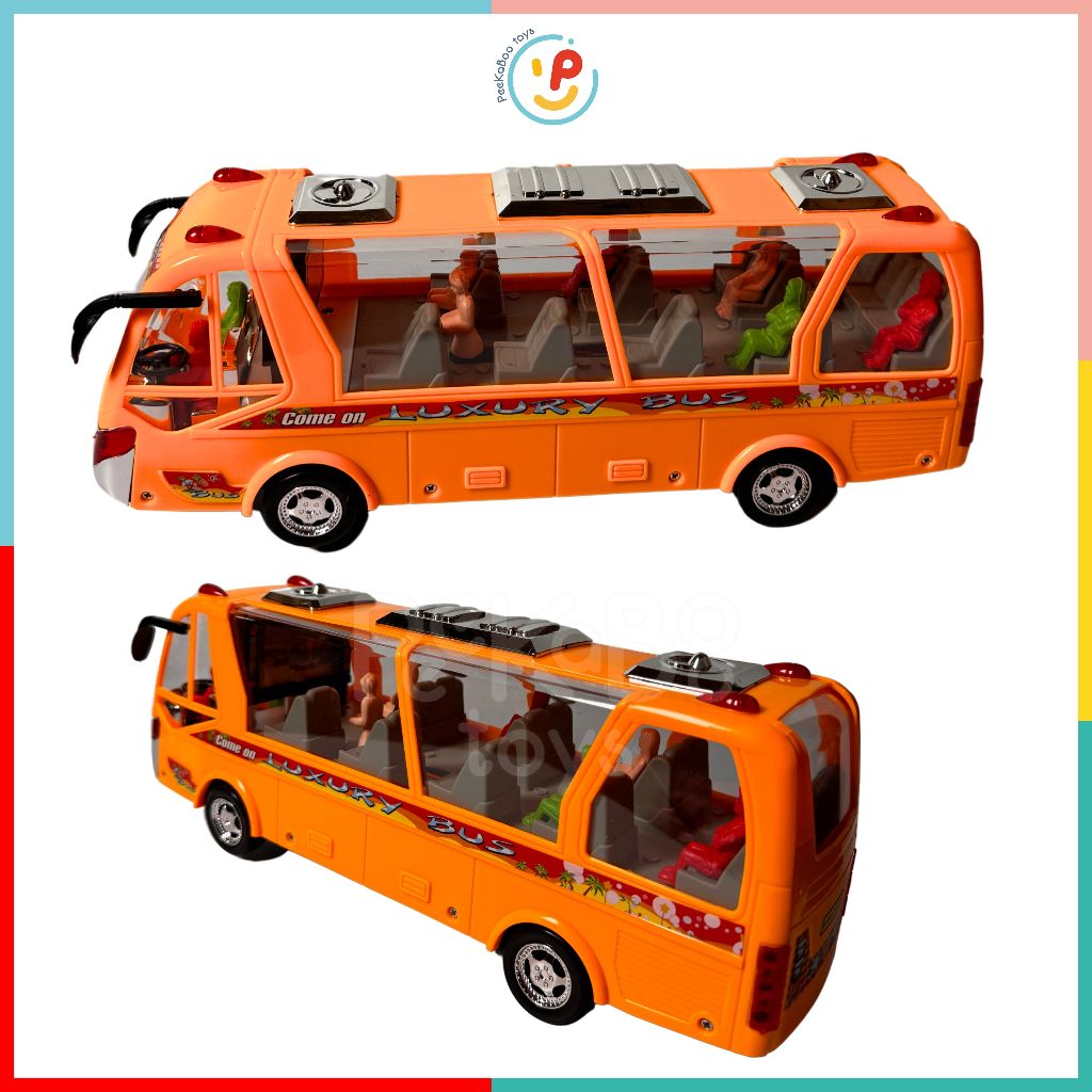Đồ chơi Xe buýt dùng pin có đèn nhạc xoay 2609 peekabootoys