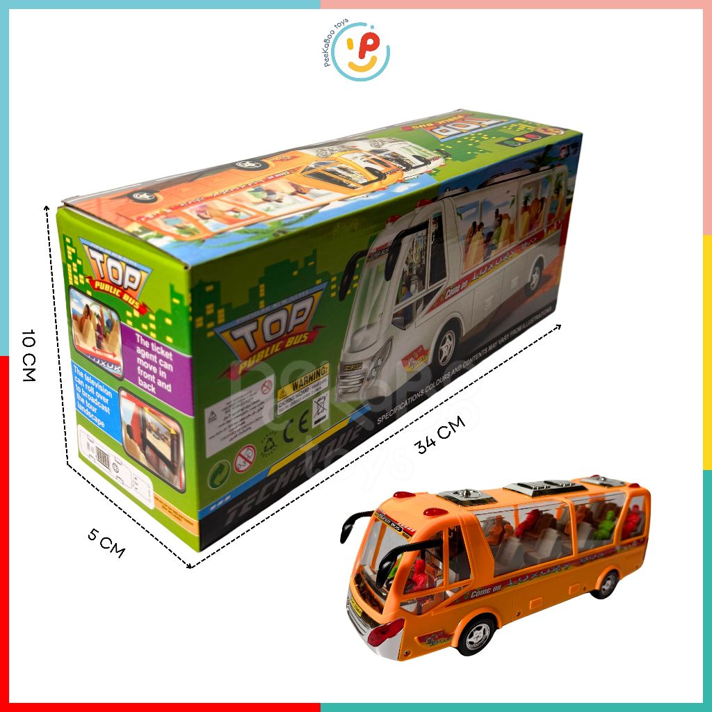 Đồ chơi Xe buýt dùng pin có đèn nhạc xoay 2609 peekabootoys
