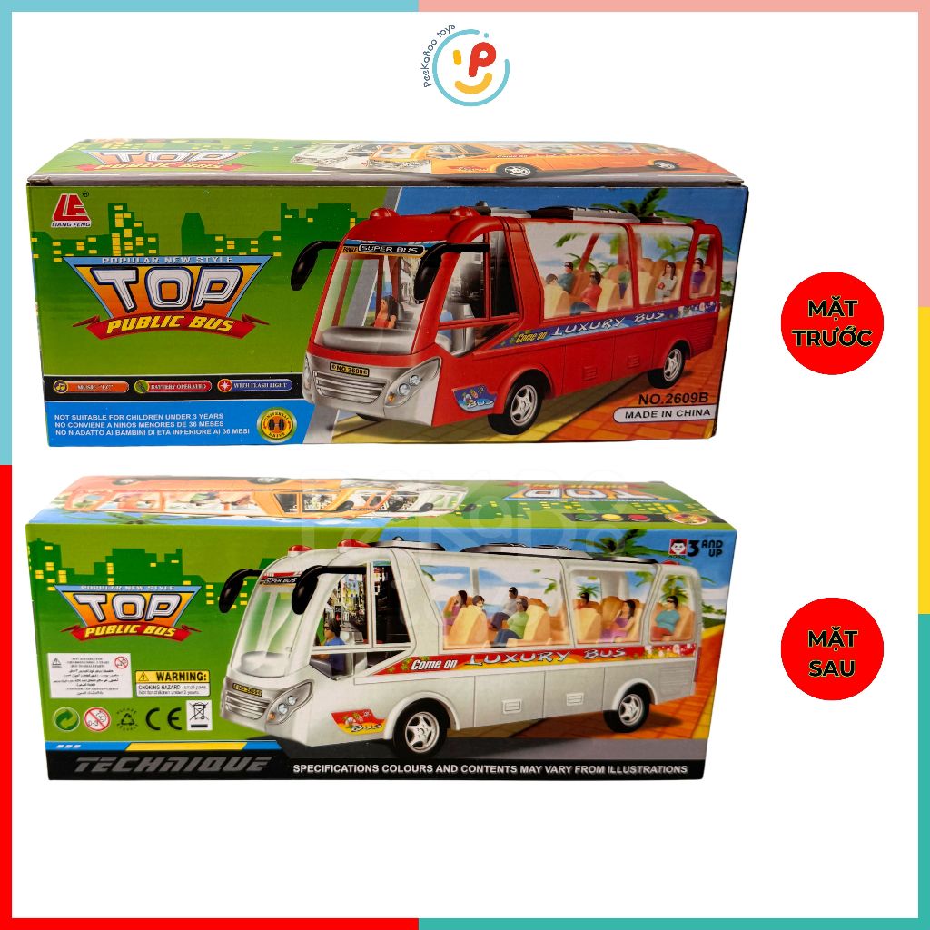 Đồ chơi Xe buýt dùng pin có đèn nhạc xoay 2609 peekabootoys