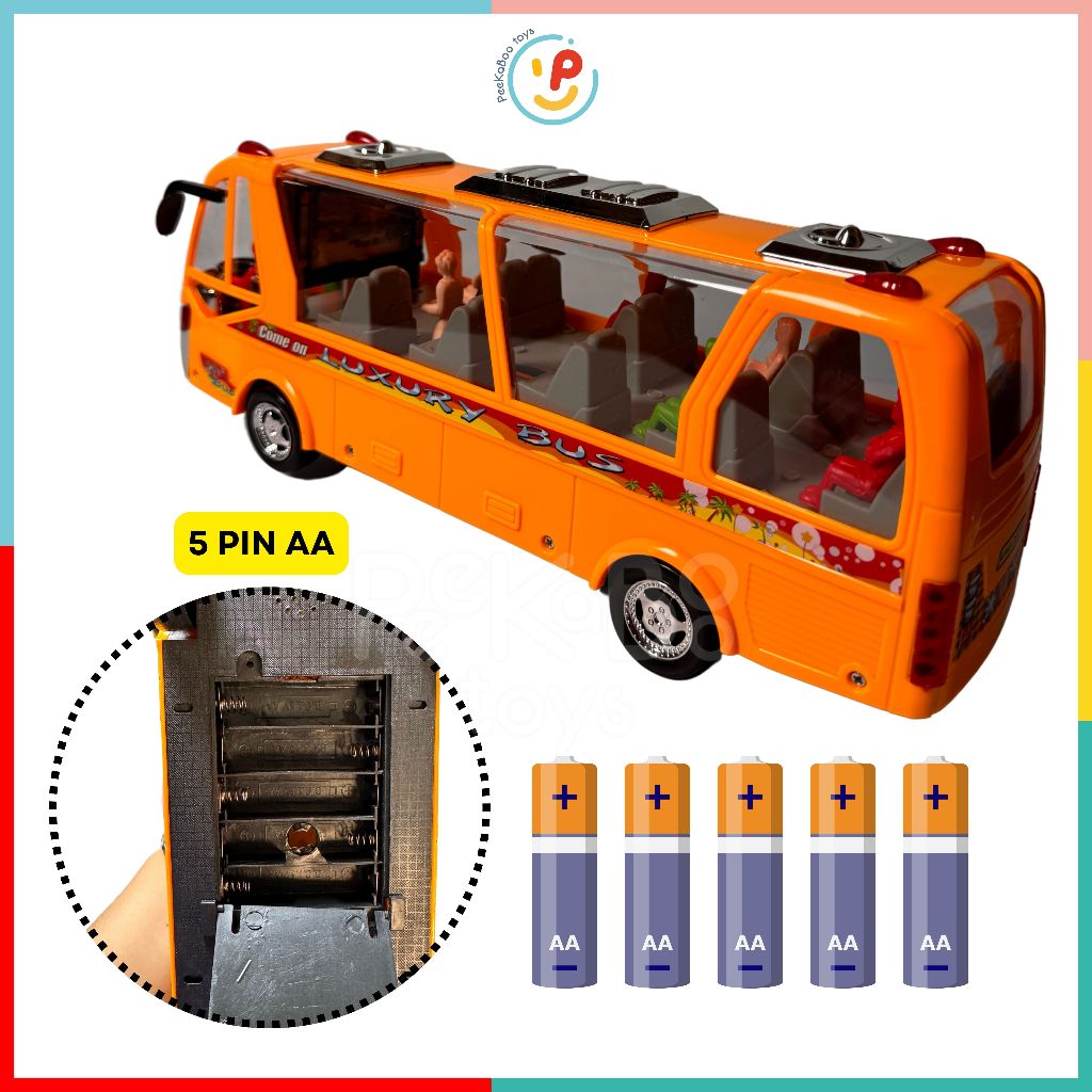 Đồ chơi Xe buýt dùng pin có đèn nhạc xoay 2609 peekabootoys