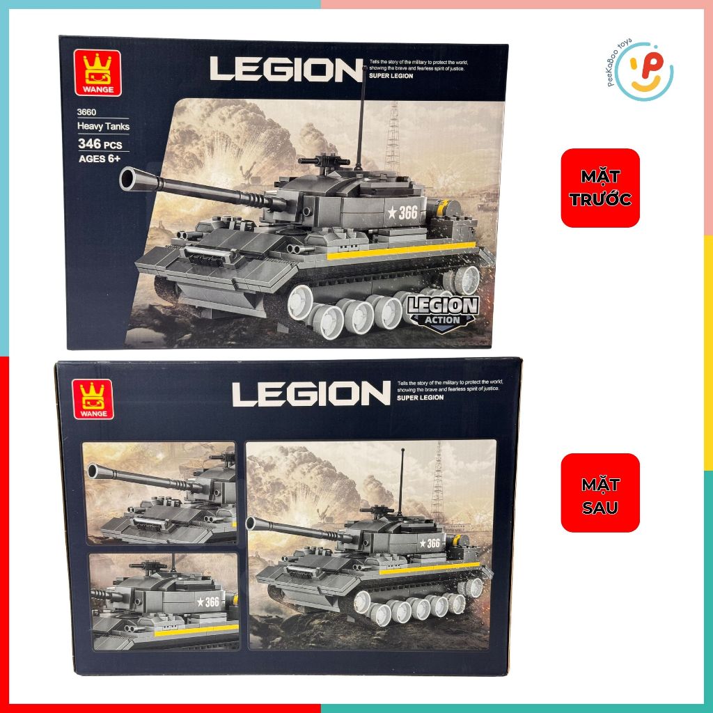 Đồ chơi xếp hình lắp ráp Xe tăng chiến đấu Super Legion 346 mảnh 3660 PeeKaPaw Toys