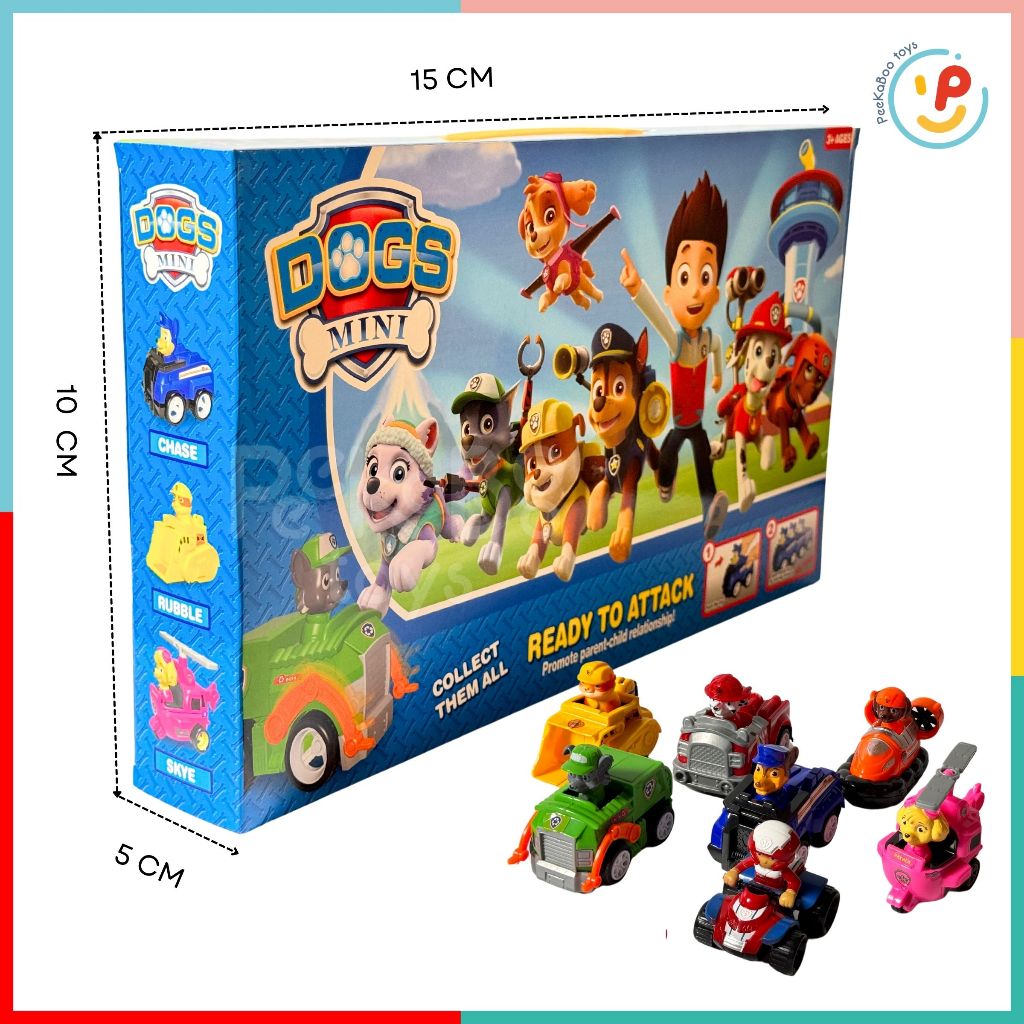 Đồ chơi hộp 8 món nhân vật hoạt hình chó cứu hộ xe chạy trớn