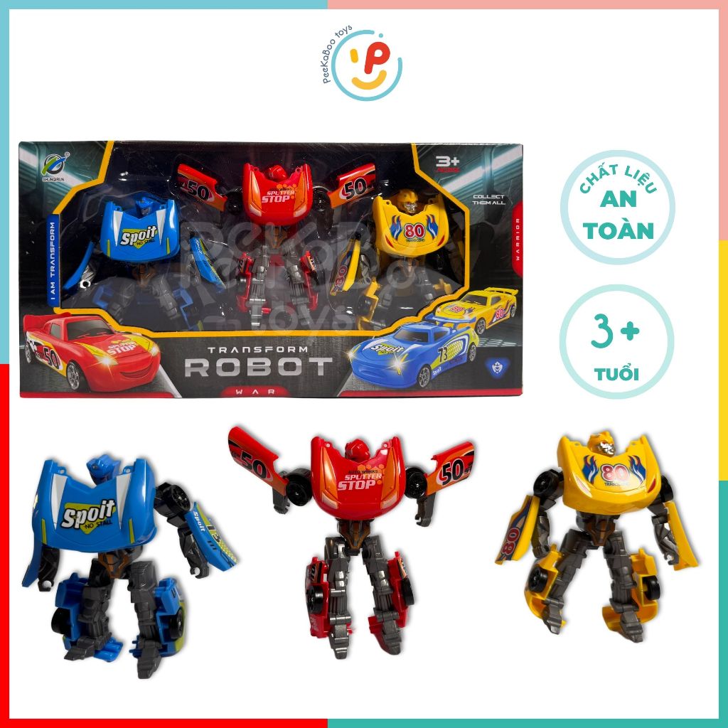 Đồ Chơi 3 Robot Biến Hình Thành Xe McQueen 339-36 PeeKaPaw Toys
