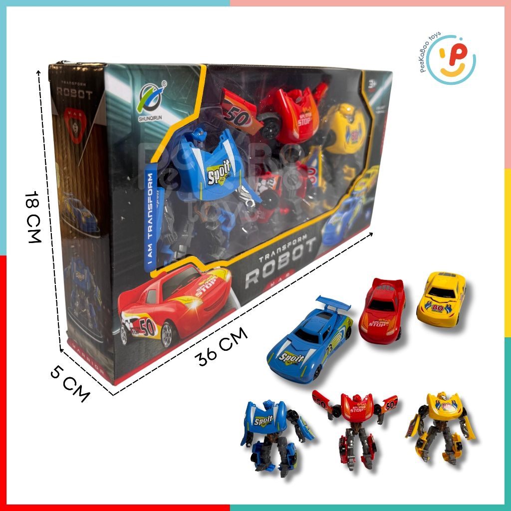 Đồ Chơi 3 Robot Biến Hình Thành Xe McQueen 339-36 PeeKaPaw Toys