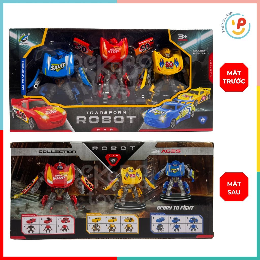 Đồ Chơi 3 Robot Biến Hình Thành Xe McQueen 339-36 PeeKaPaw Toys