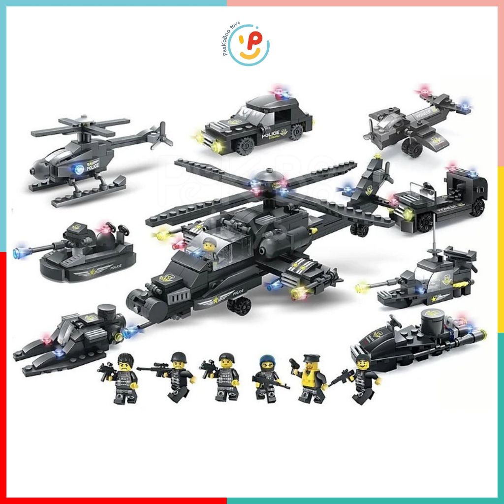 Bộ xếp hình lắp ráp City Special Forces Trực thăng 554 mảnh 8in1 A325 đồ chơi trẻ em Peekaboo Toys