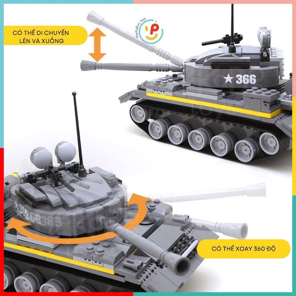 Đồ chơi xếp hình lắp ráp Xe tăng chiến đấu Super Legion 346 mảnh 3660 PeeKaPaw Toys