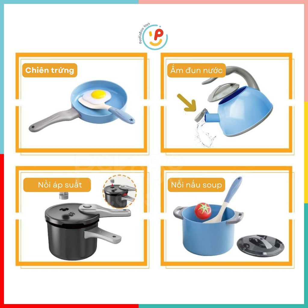 Đồ chơi nấu ăn 32 chi tiết dụng cụ nhà bếp chất liệu cao cấp 218-9 peekabootoys