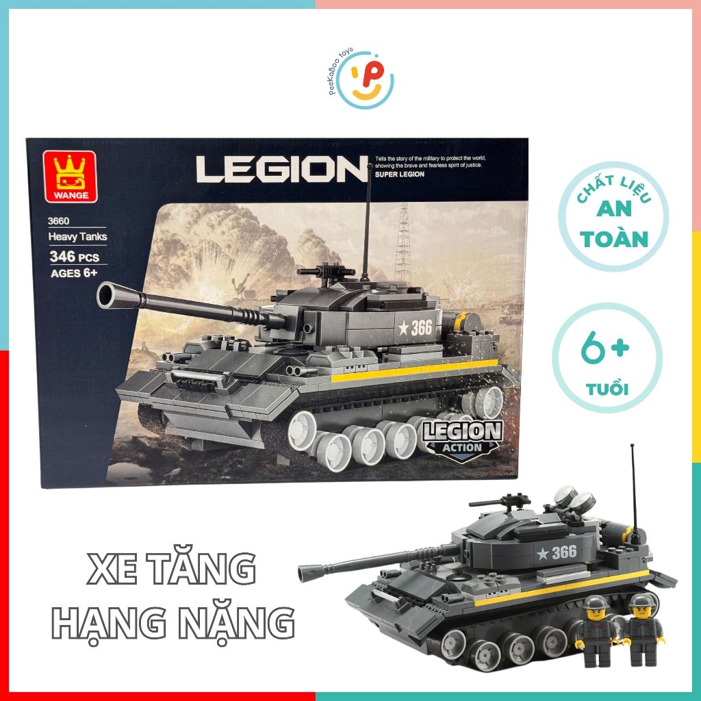 Đồ chơi xếp hình lắp ráp Xe tăng chiến đấu Super Legion 346 mảnh 3660 PeeKaPaw Toys